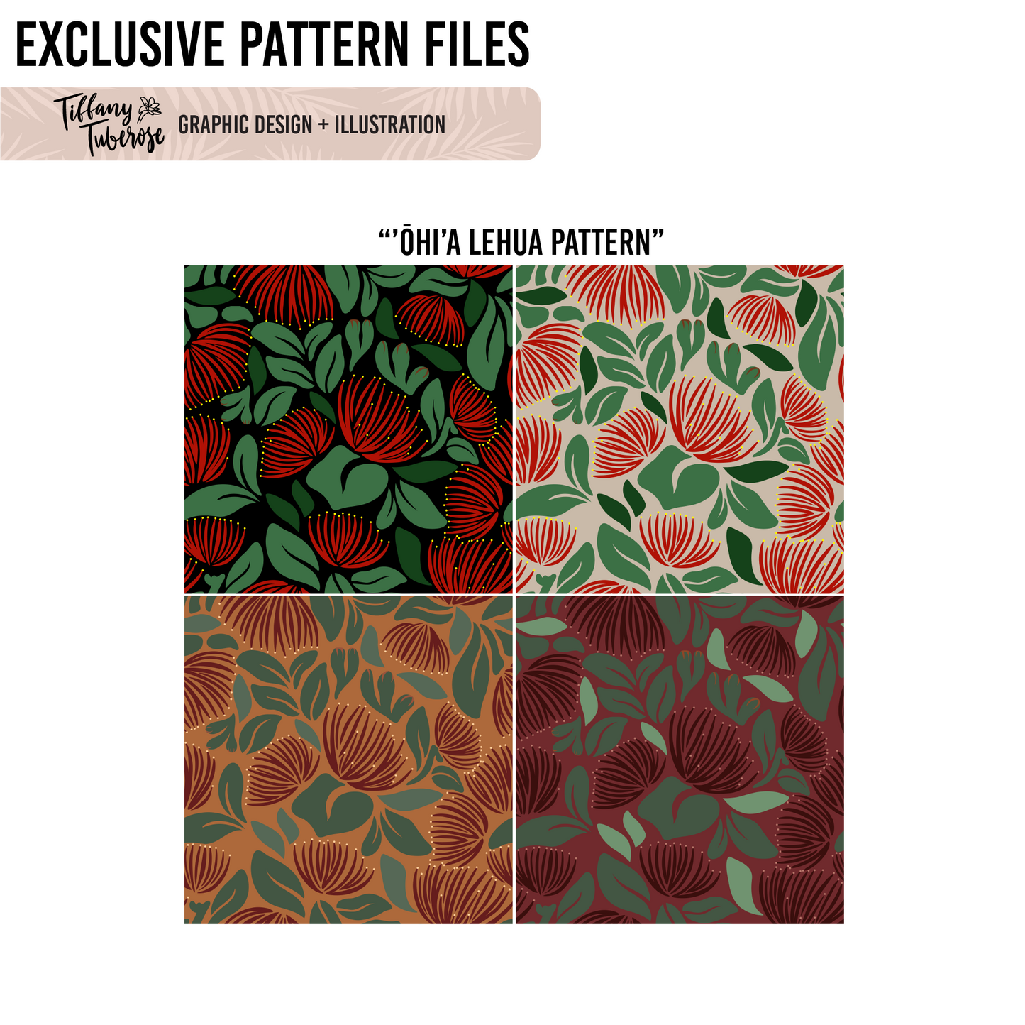 'Ōhi'a Lehua Seamless Repeat Pattern