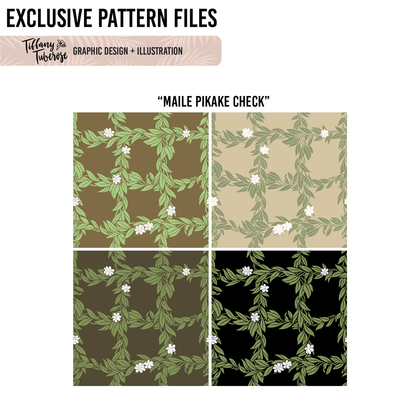 Maile Pikake Check Seamless Repeat Pattern file
