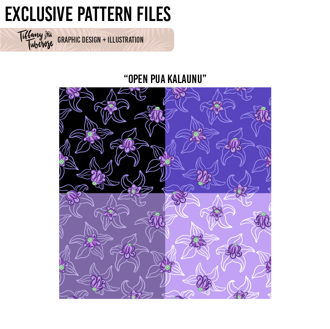 Open Pua Kalaunu Seamless Repeat Pattern