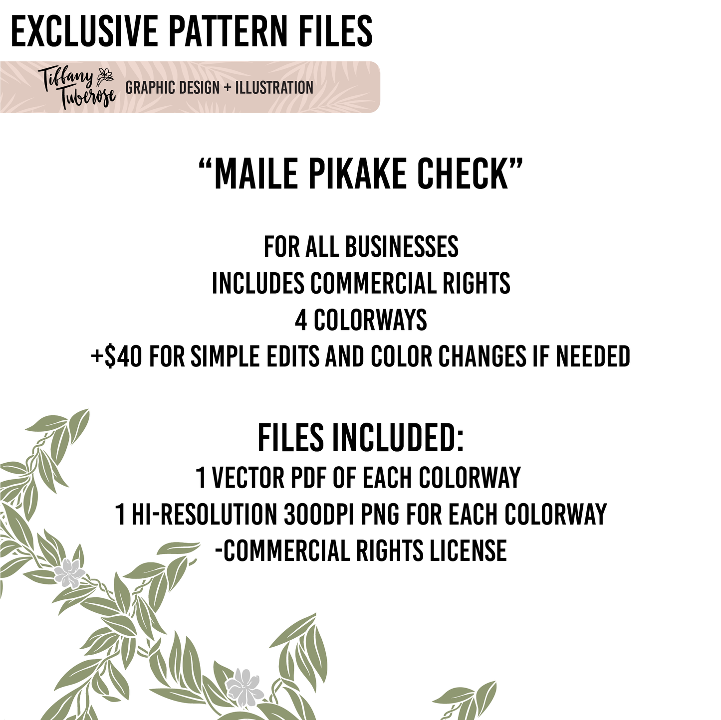 Maile Pikake Check Seamless Repeat Pattern file