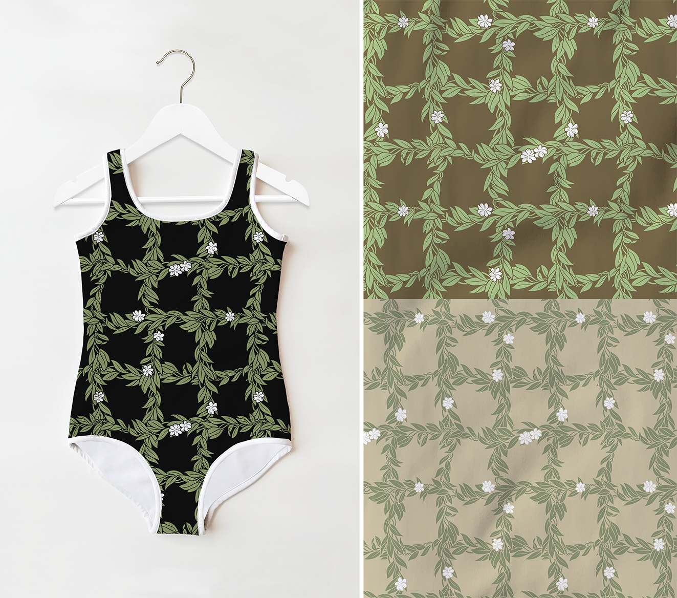 Maile Pikake Check Seamless Repeat Pattern file