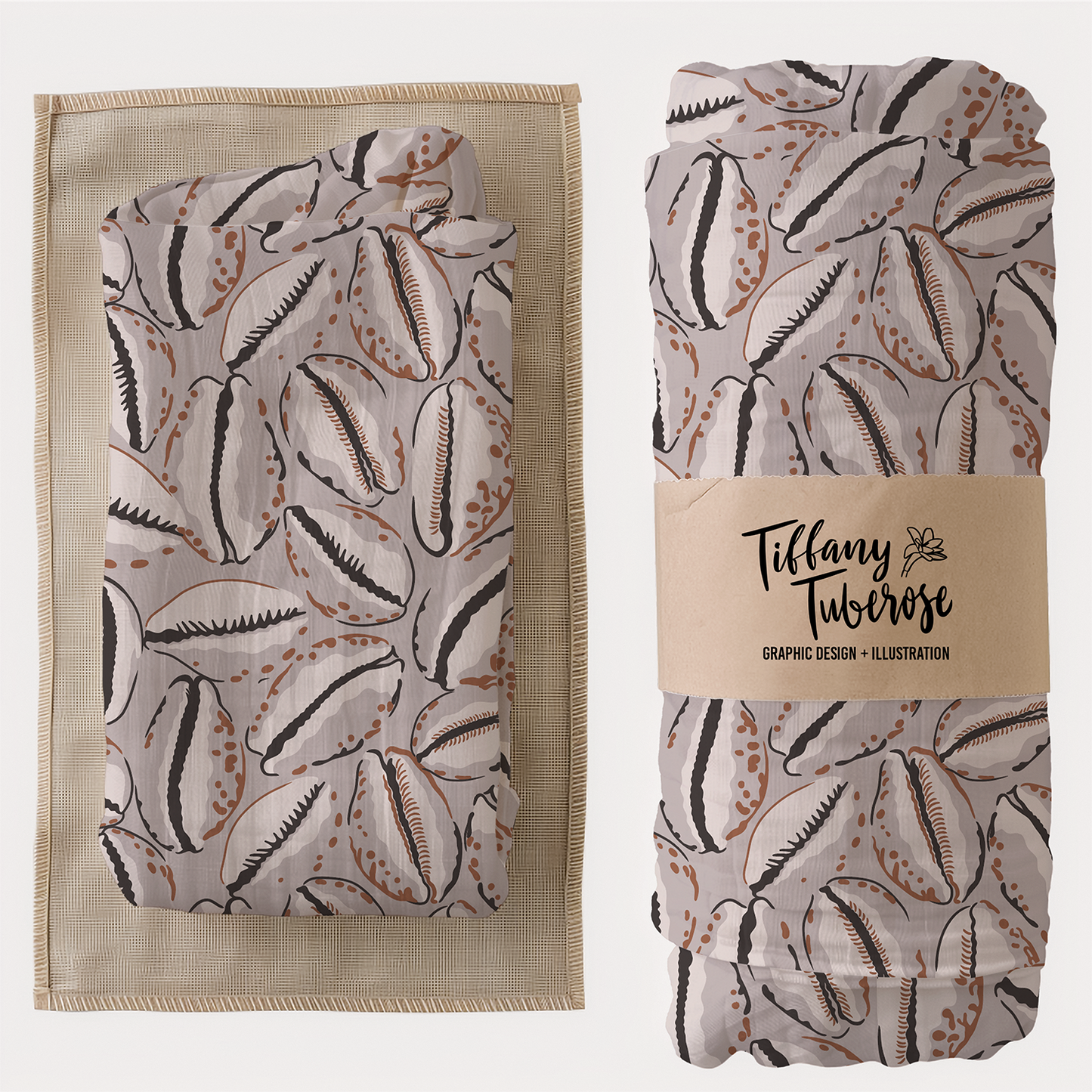 Cowrie Shell Dots Seamless Repeat Pattern