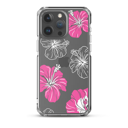 Pink and White Hibiscus Clear Case for iPhone®