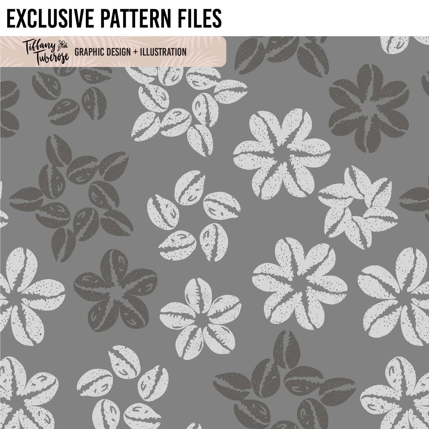 Cowrie Shell Stars and Flowers Seamless Repeat file