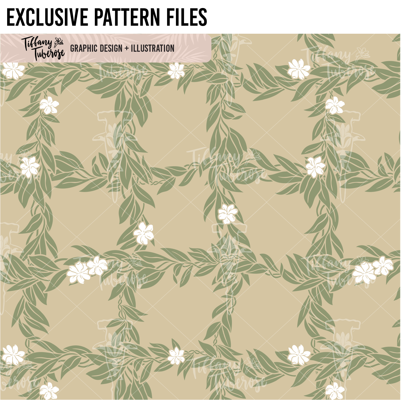 Maile Pikake Check Seamless Repeat Pattern file