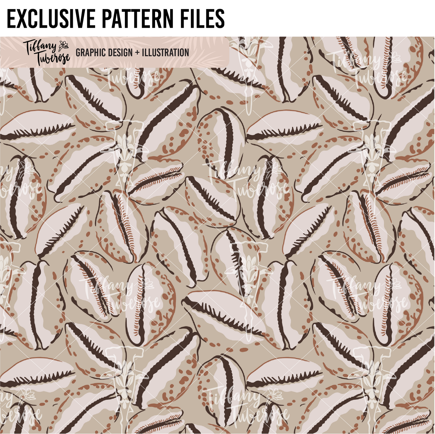 Cowrie Shell Dots Seamless Repeat Pattern