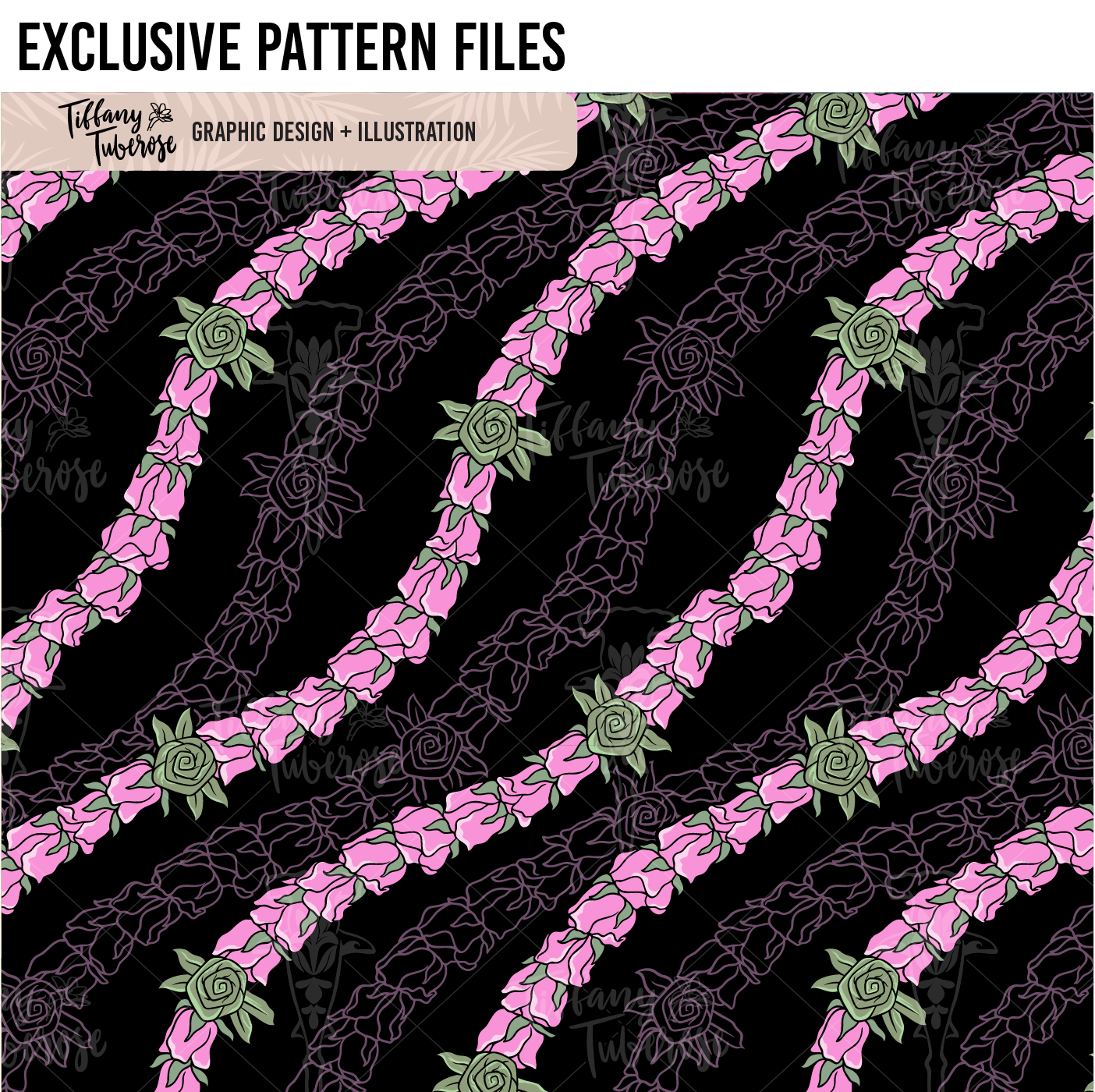 Lei Lokelani Rosette Seamless Repeat Pattern