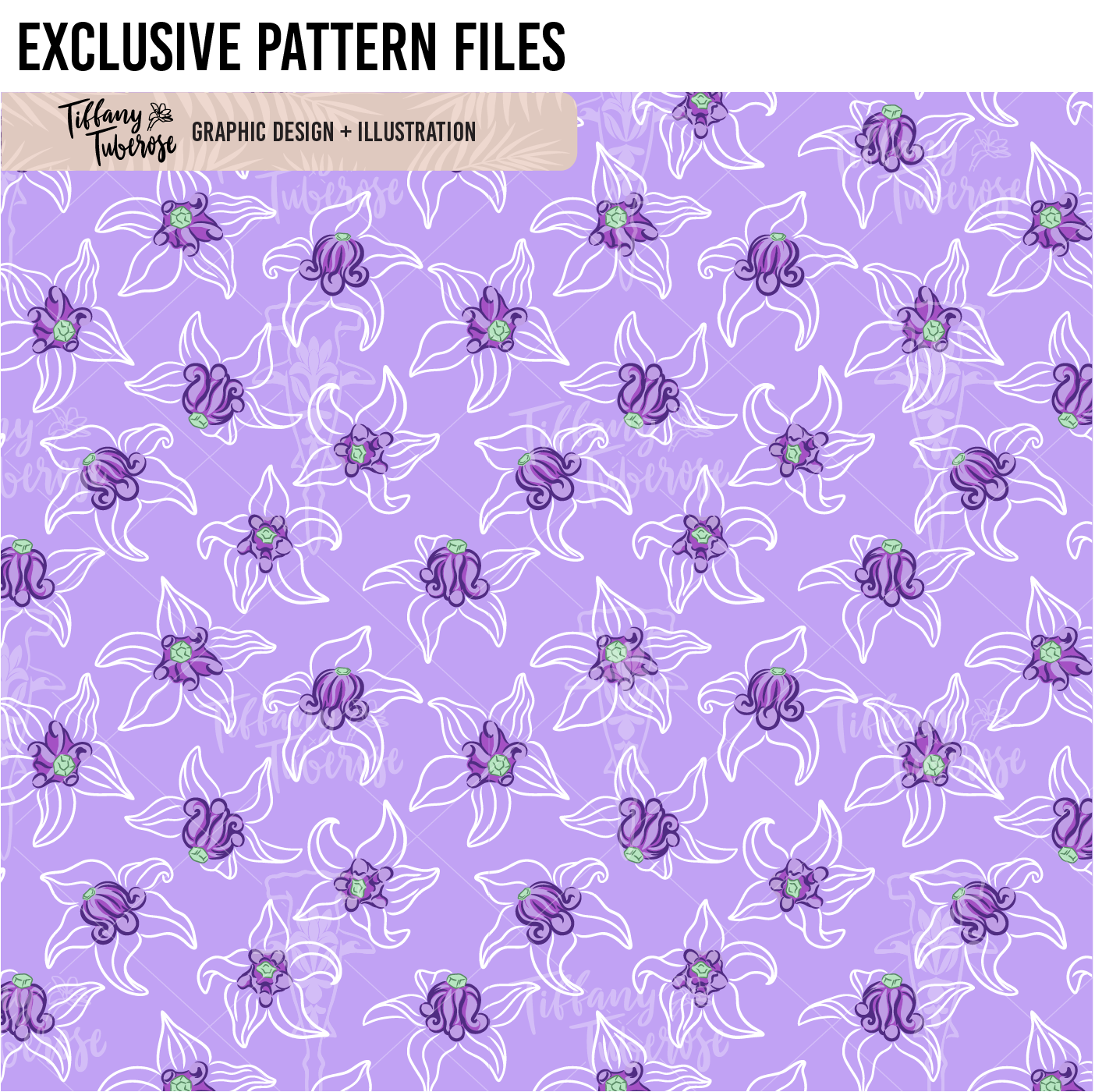 Open Pua Kalaunu Seamless Repeat Pattern