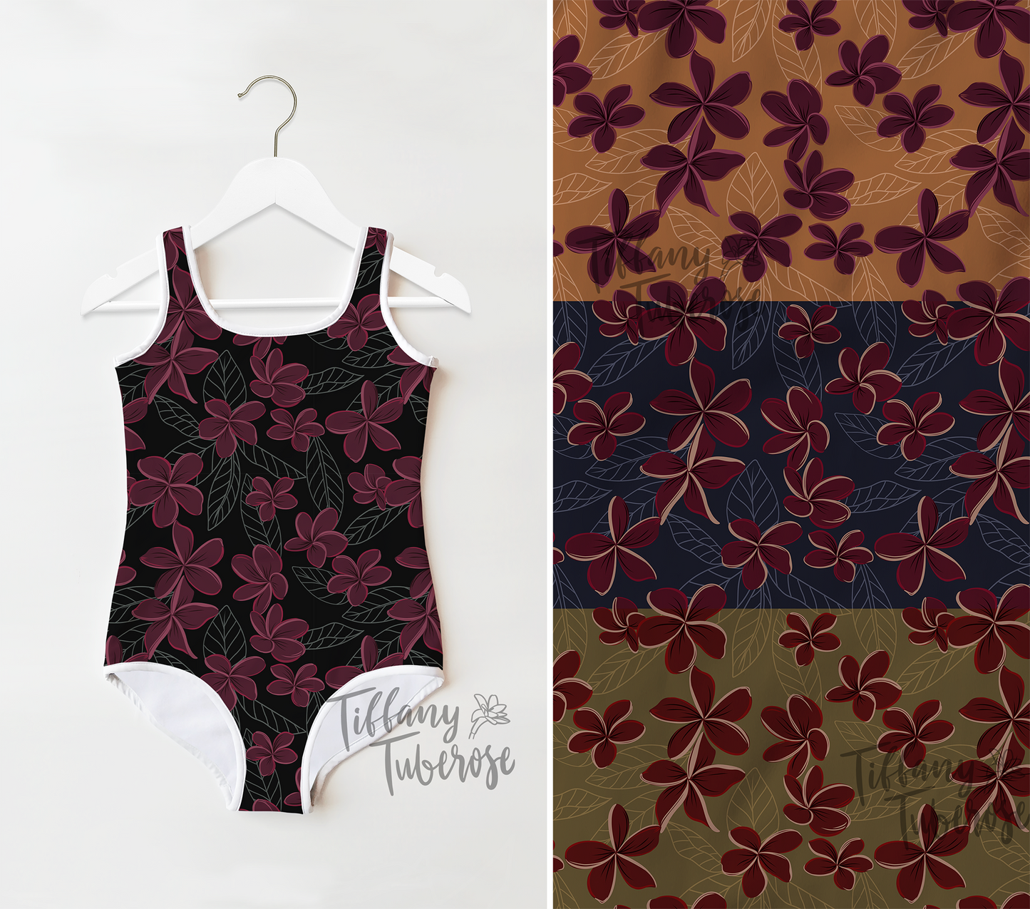 Moody Plumeria Seamless Repeat Pattern