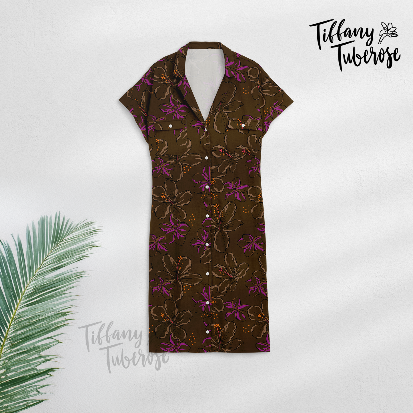 Hibiscus Waimeae & Plumeria Seamless Repeat Pattern