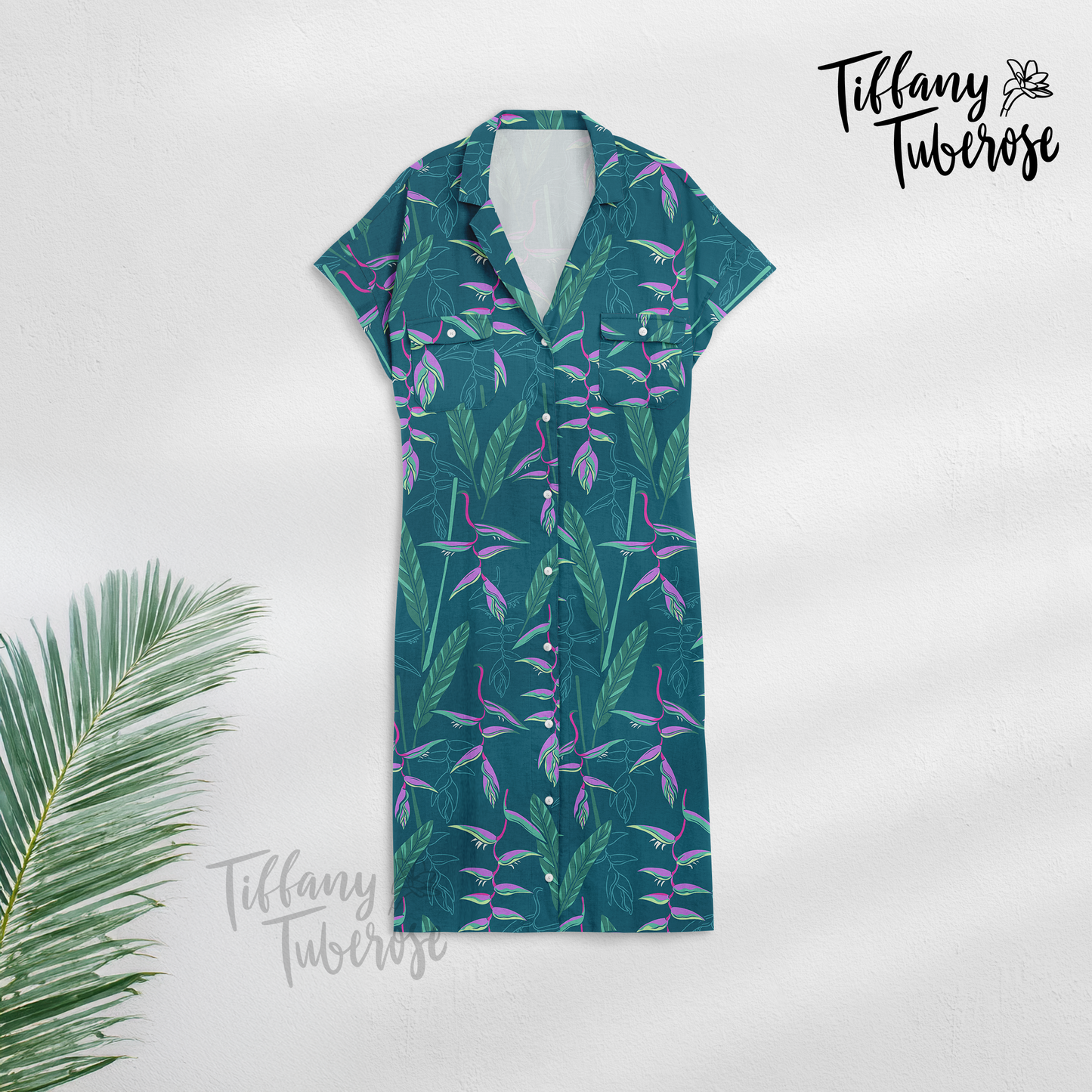 Pink Heliconia Seamless Repeat Pattern