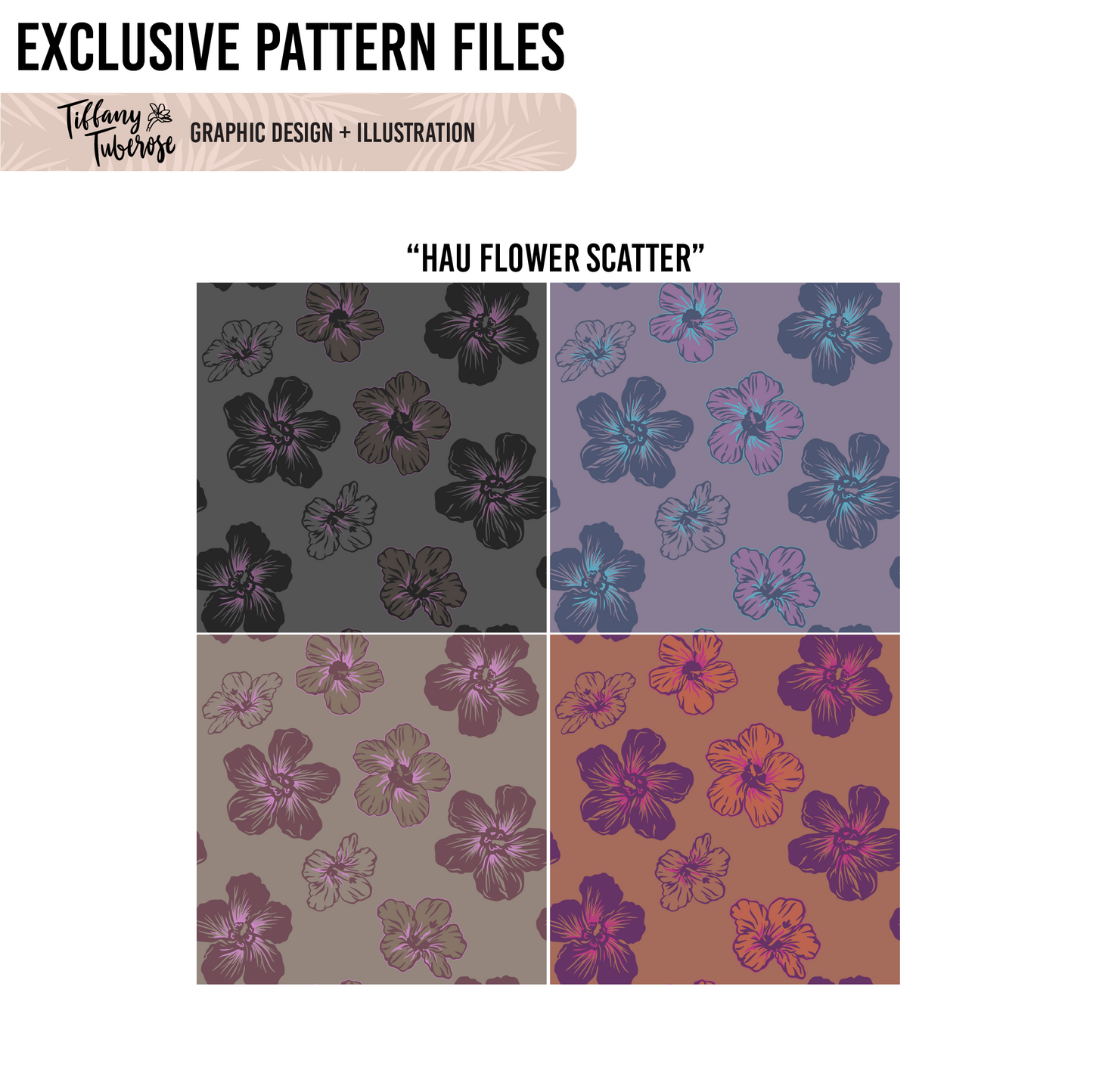 Hau Flower Scatter Seamless Repeat Pattern