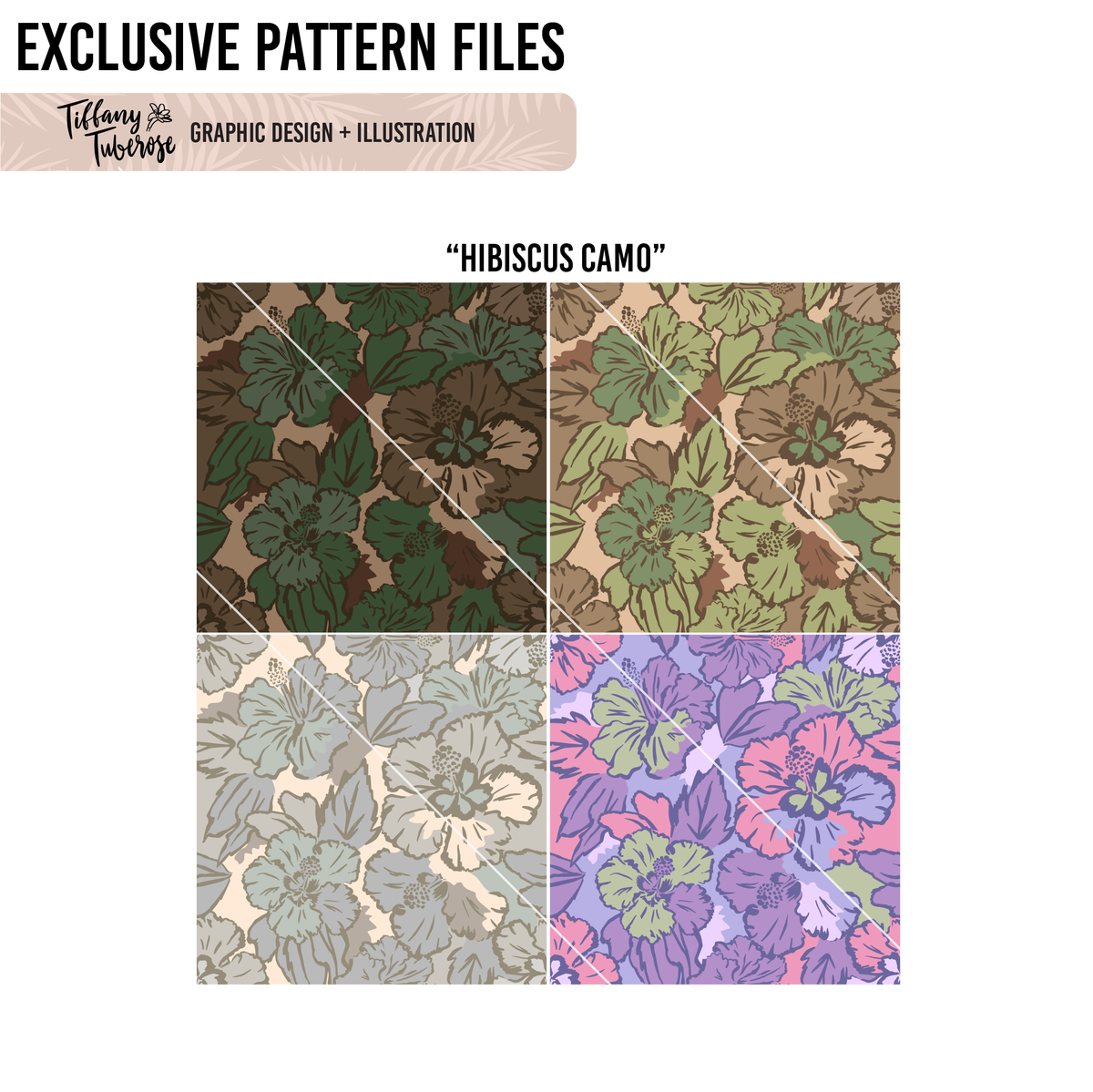 Hibiscus Camo Seamless Repeat Pattern