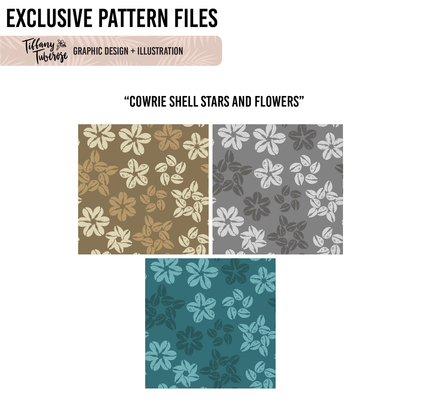 Cowrie Shell Stars and Flowers Seamless Repeat file