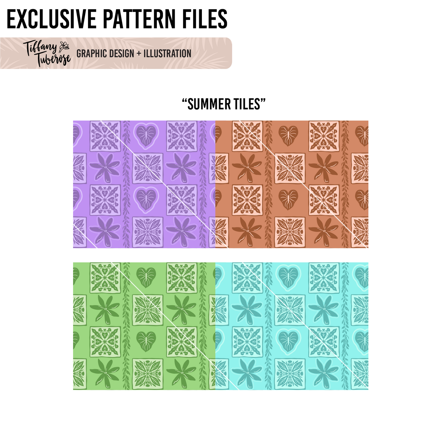Summer Tiles Seamless Repeat Pattern