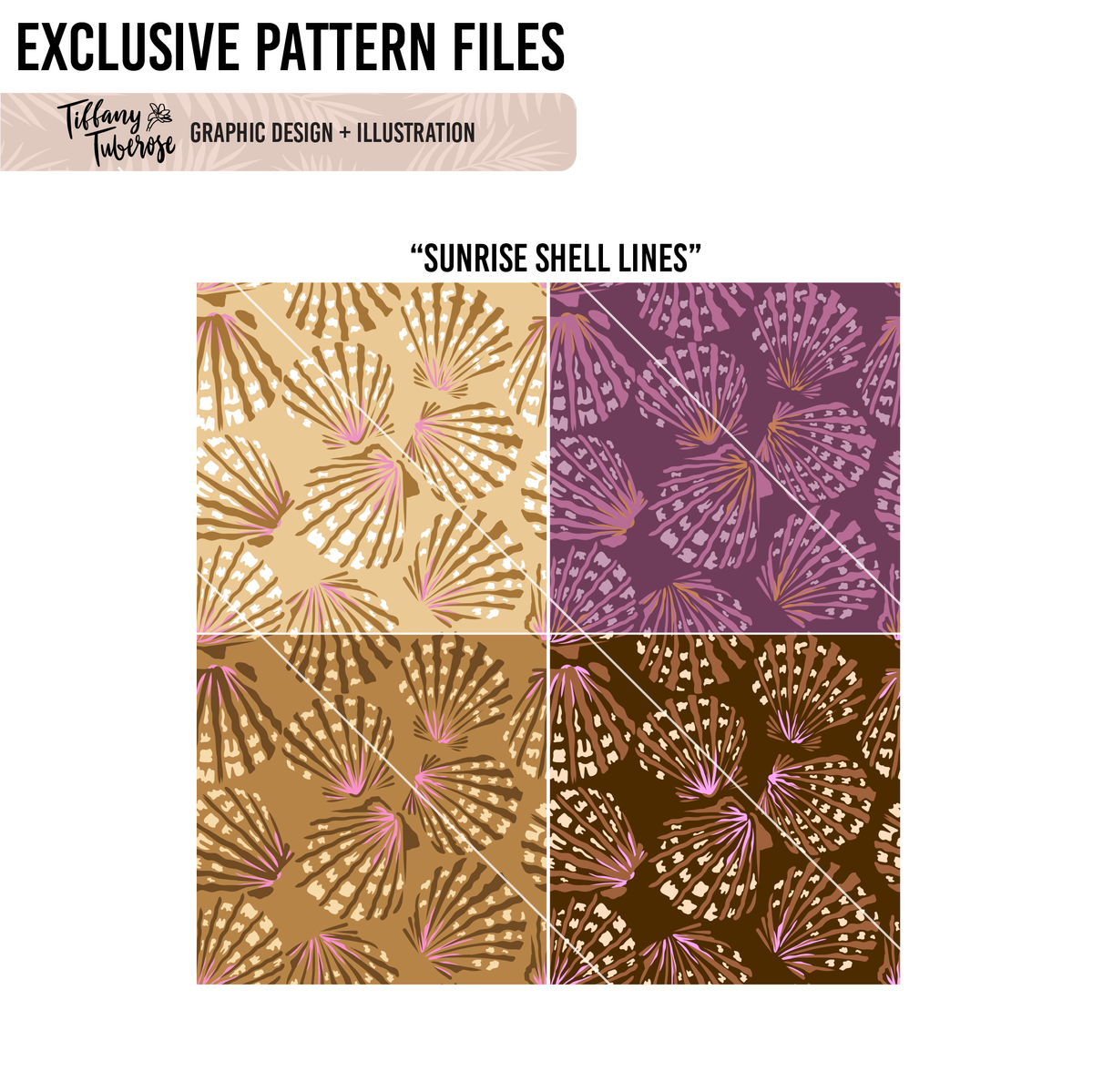 Sunrise Shell Lines Seamless Repeat Pattern