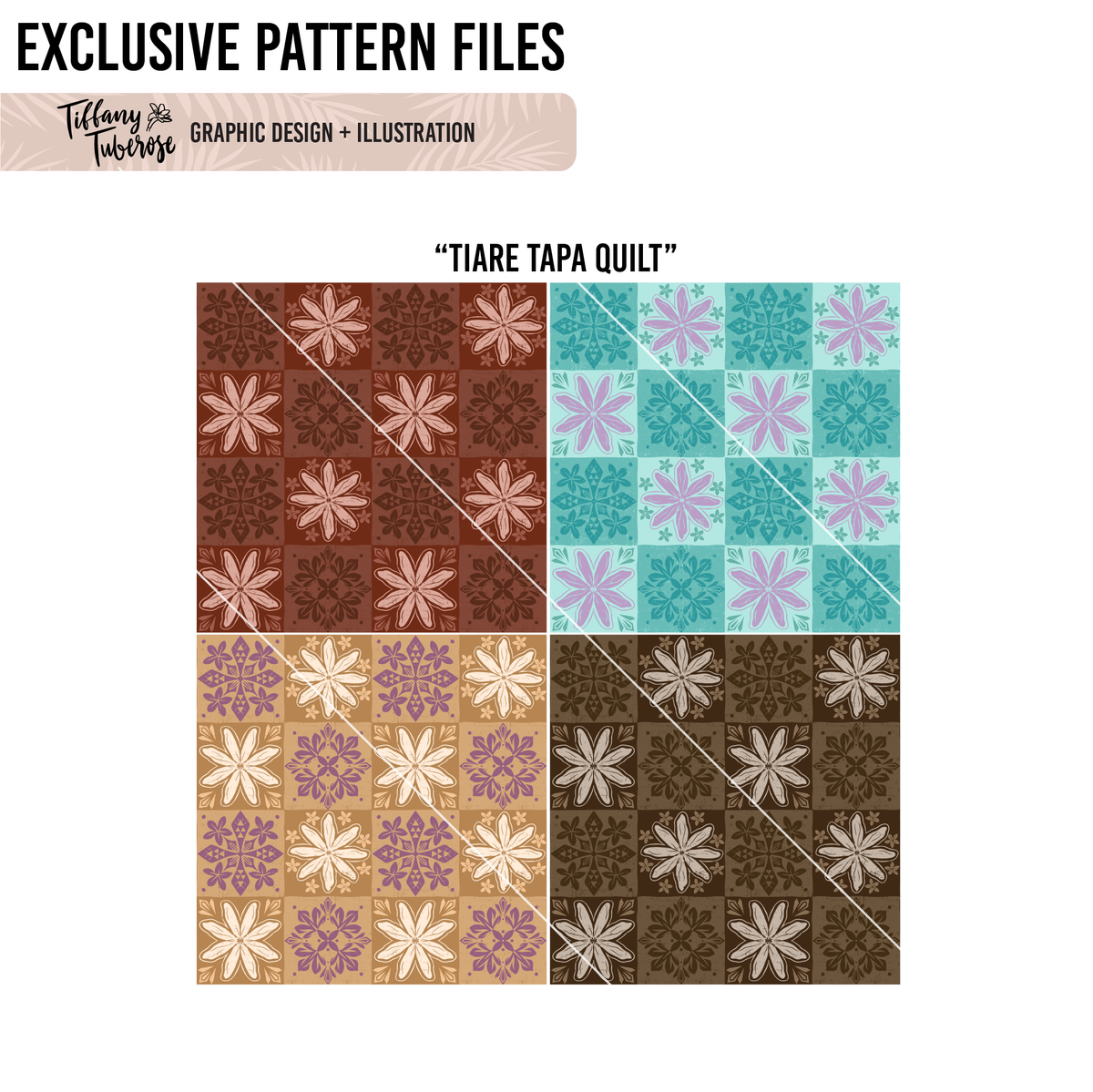 Tiare Tapa Quilt Seamless Repeat Pattern