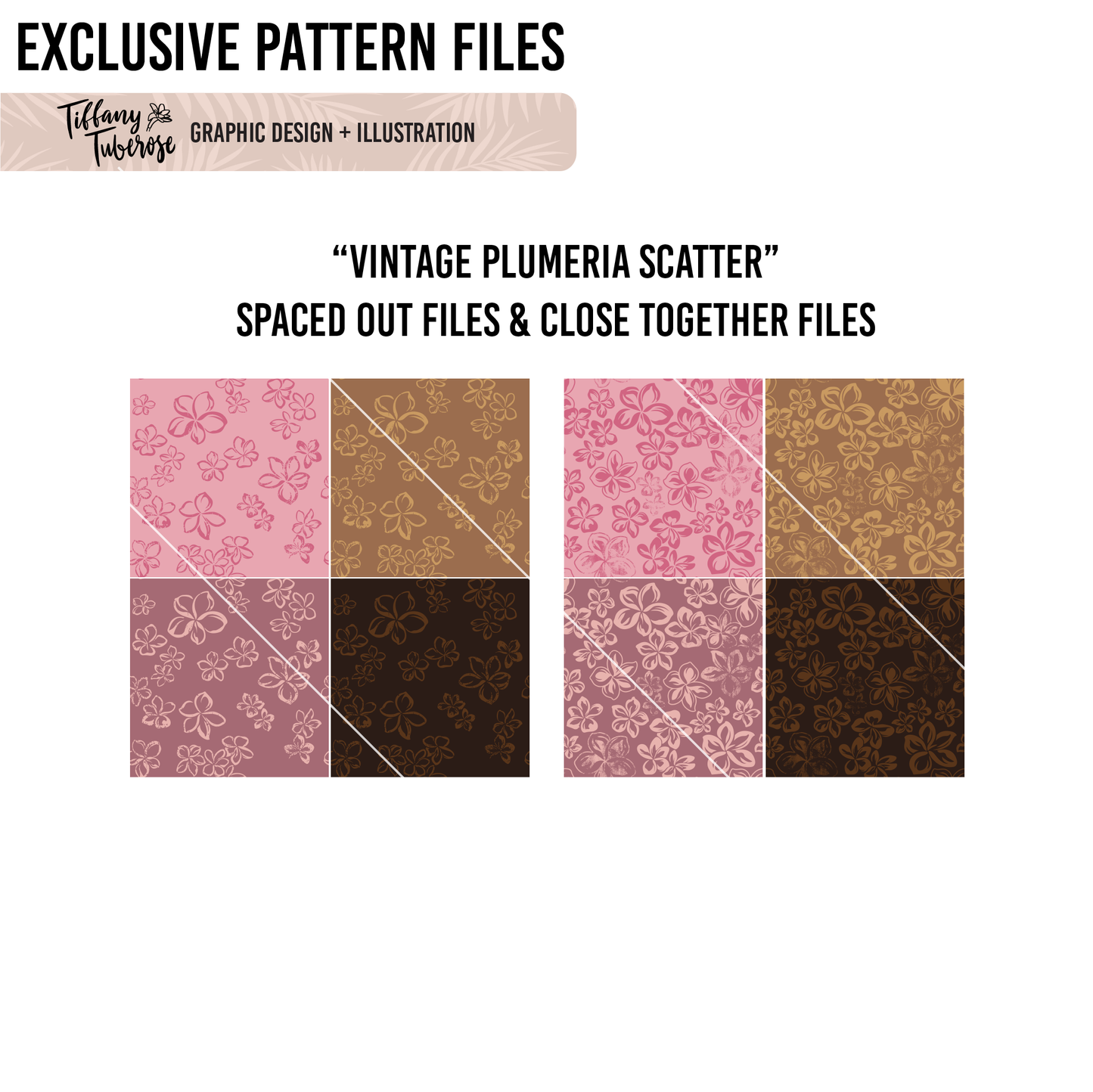Vintage Plumeria Scatter Seamless Repeat Pattern