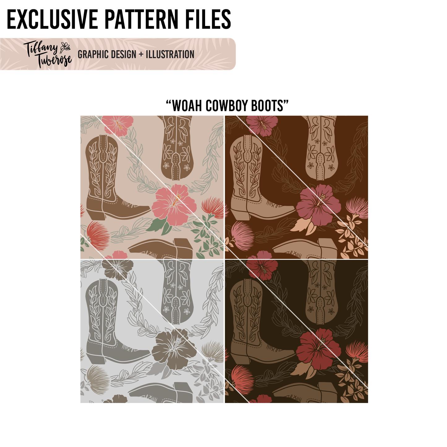 Woah Cowboy Boots Seamless Repeat Pattern