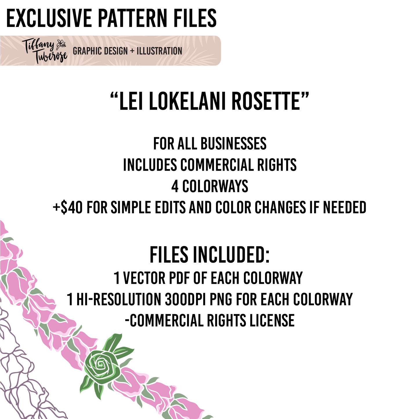 Lei Lokelani Rosette Seamless Repeat Pattern