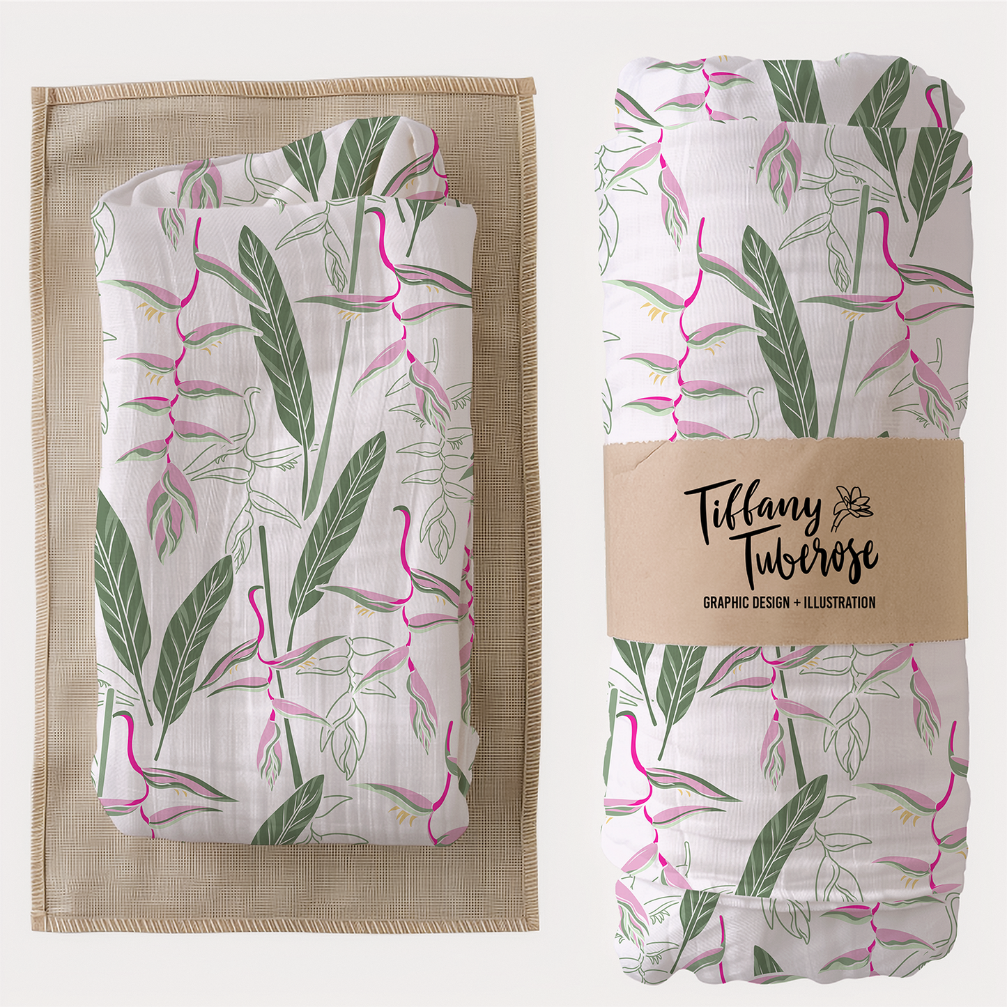 Pink Heliconia Seamless Repeat Pattern