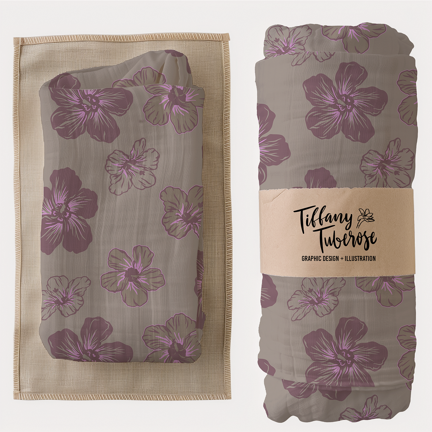 Hau Flower Scatter Seamless Repeat Pattern