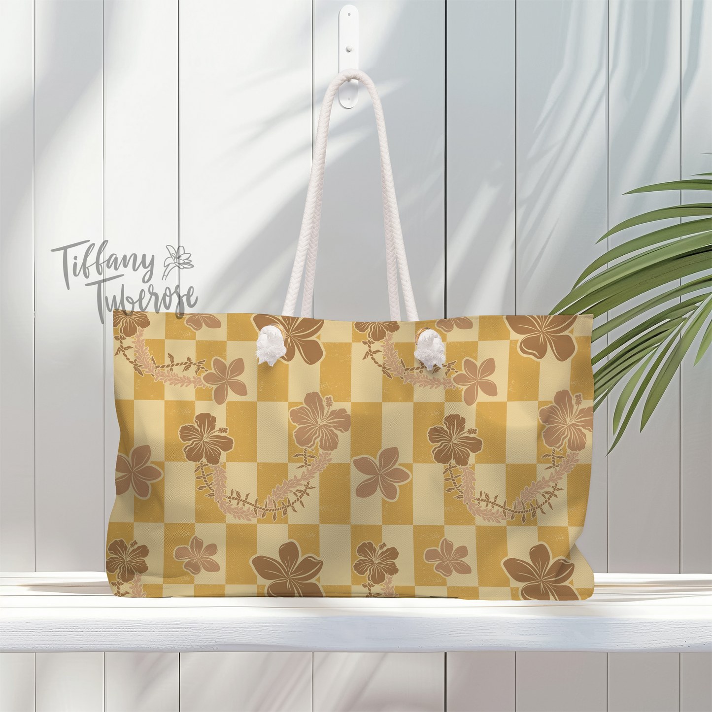 Retro Floral Lei Checkers Seamless Repeat Pattern
