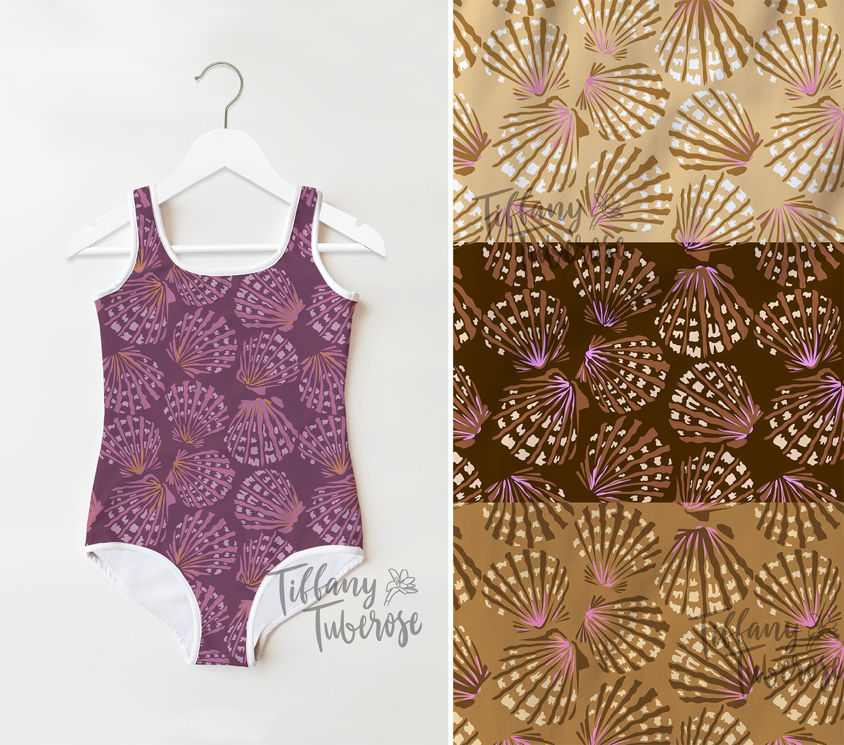 Sunrise Shell Lines Seamless Repeat Pattern