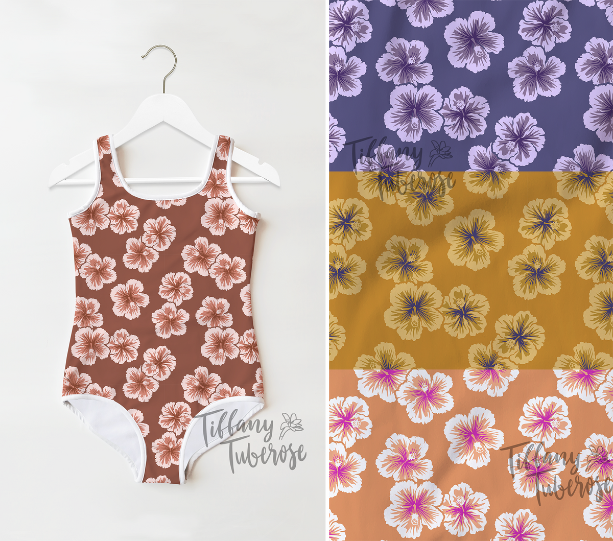 Bold Hibiscus Seamless Repeat Pattern