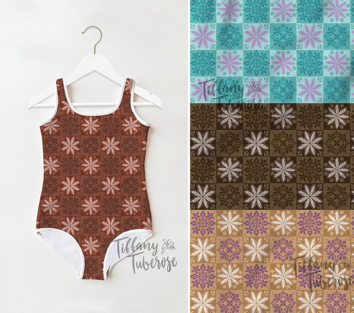 Tiare Tapa Quilt Seamless Repeat Pattern
