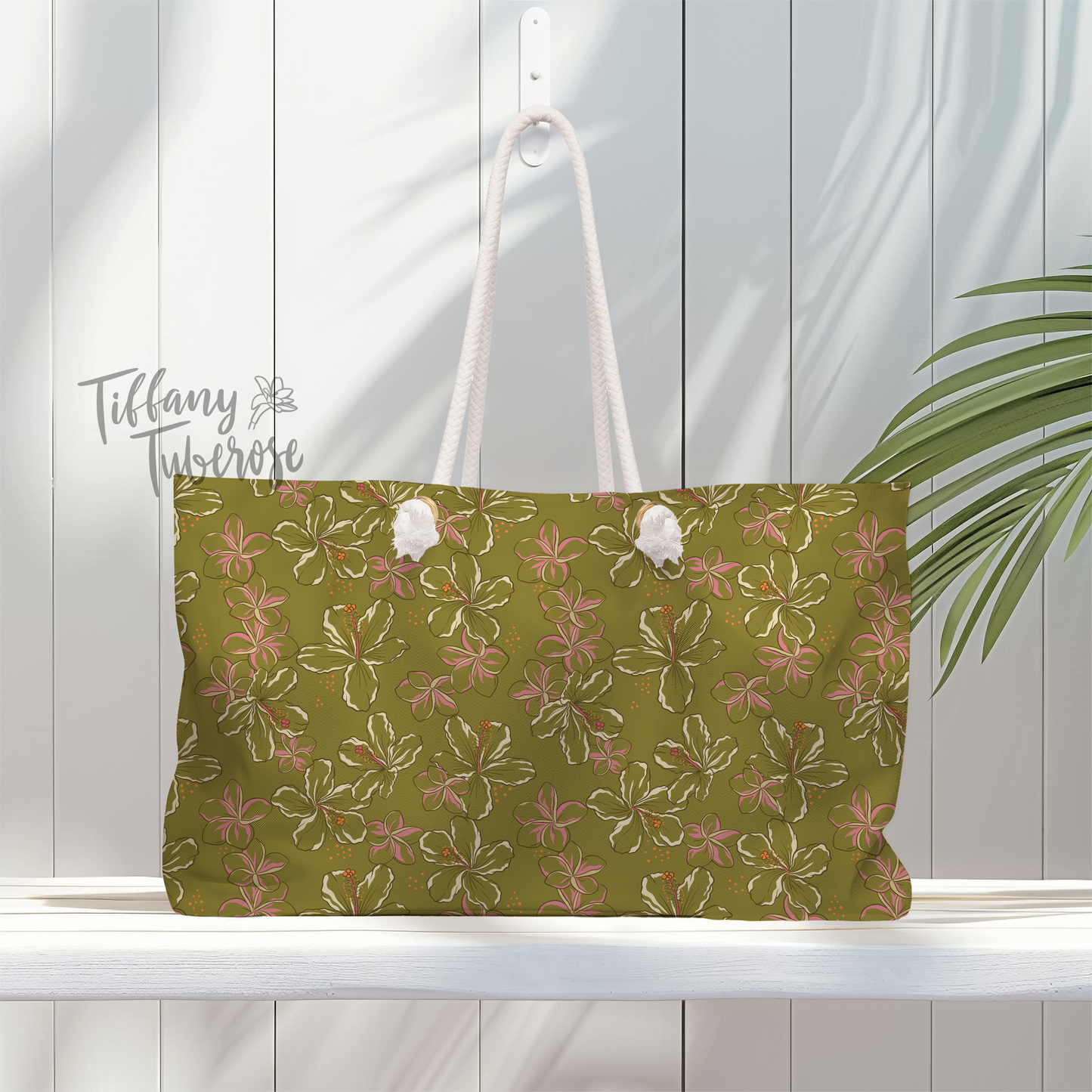 Hibiscus Waimeae & Plumeria Seamless Repeat Pattern