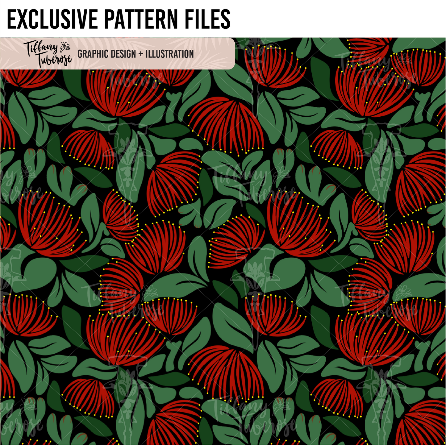 'Ōhi'a Lehua Seamless Repeat Pattern
