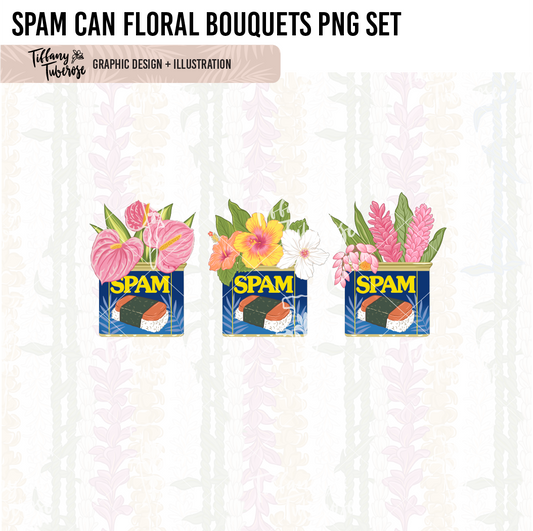 Spam can Floral Bouquets PNG set