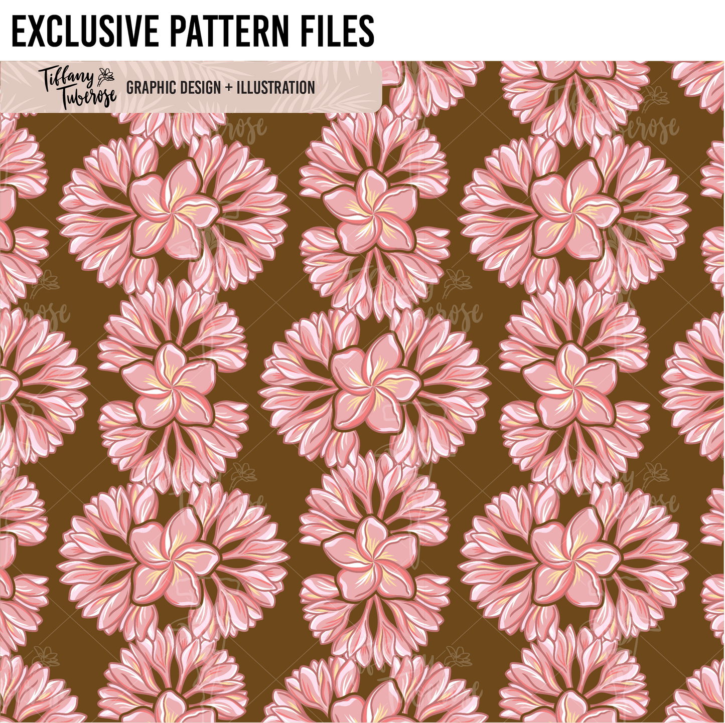 Alternating Plumeria Fan Seamless Repeat Pattern