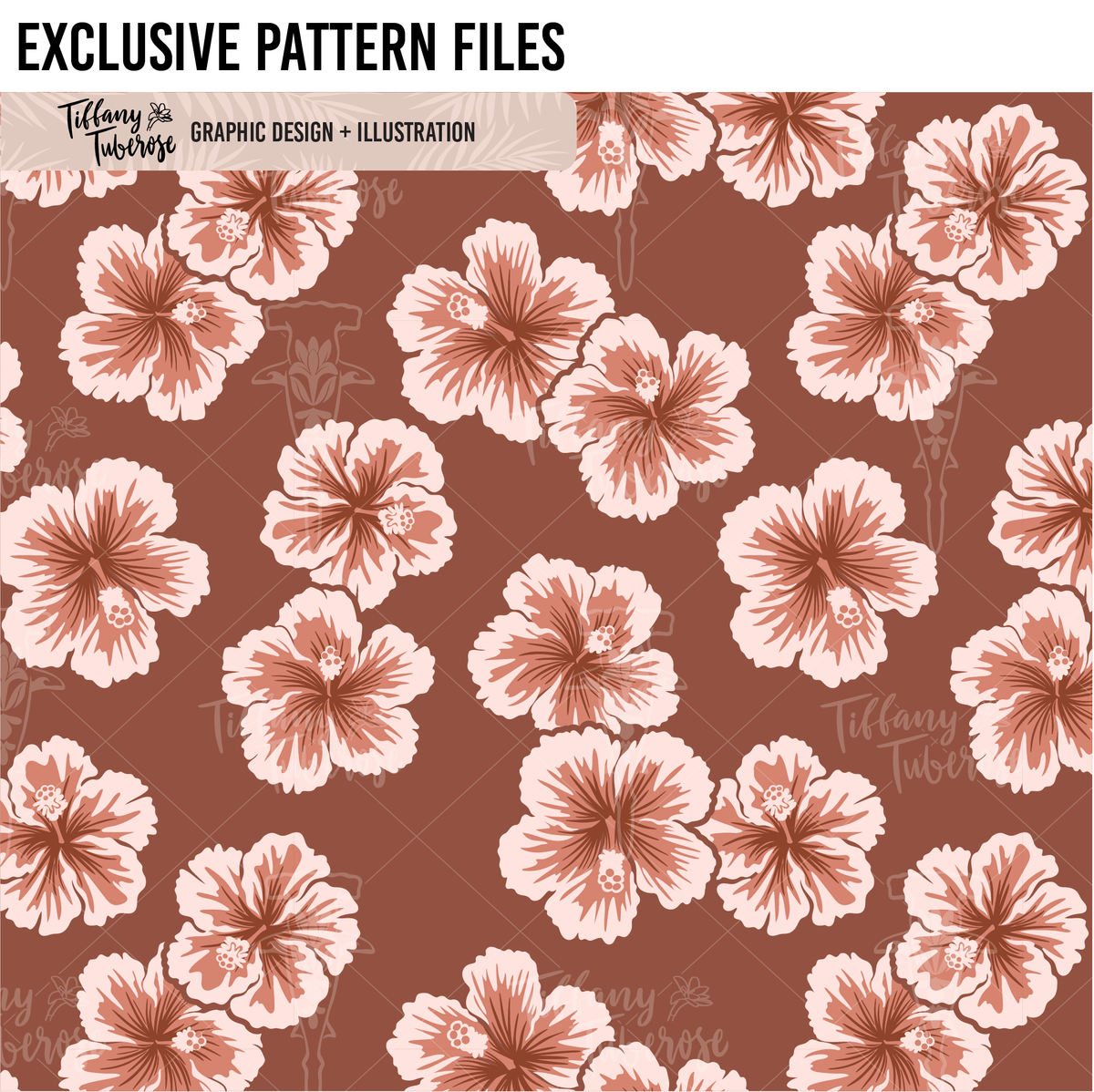 Bold Hibiscus Seamless Repeat Pattern