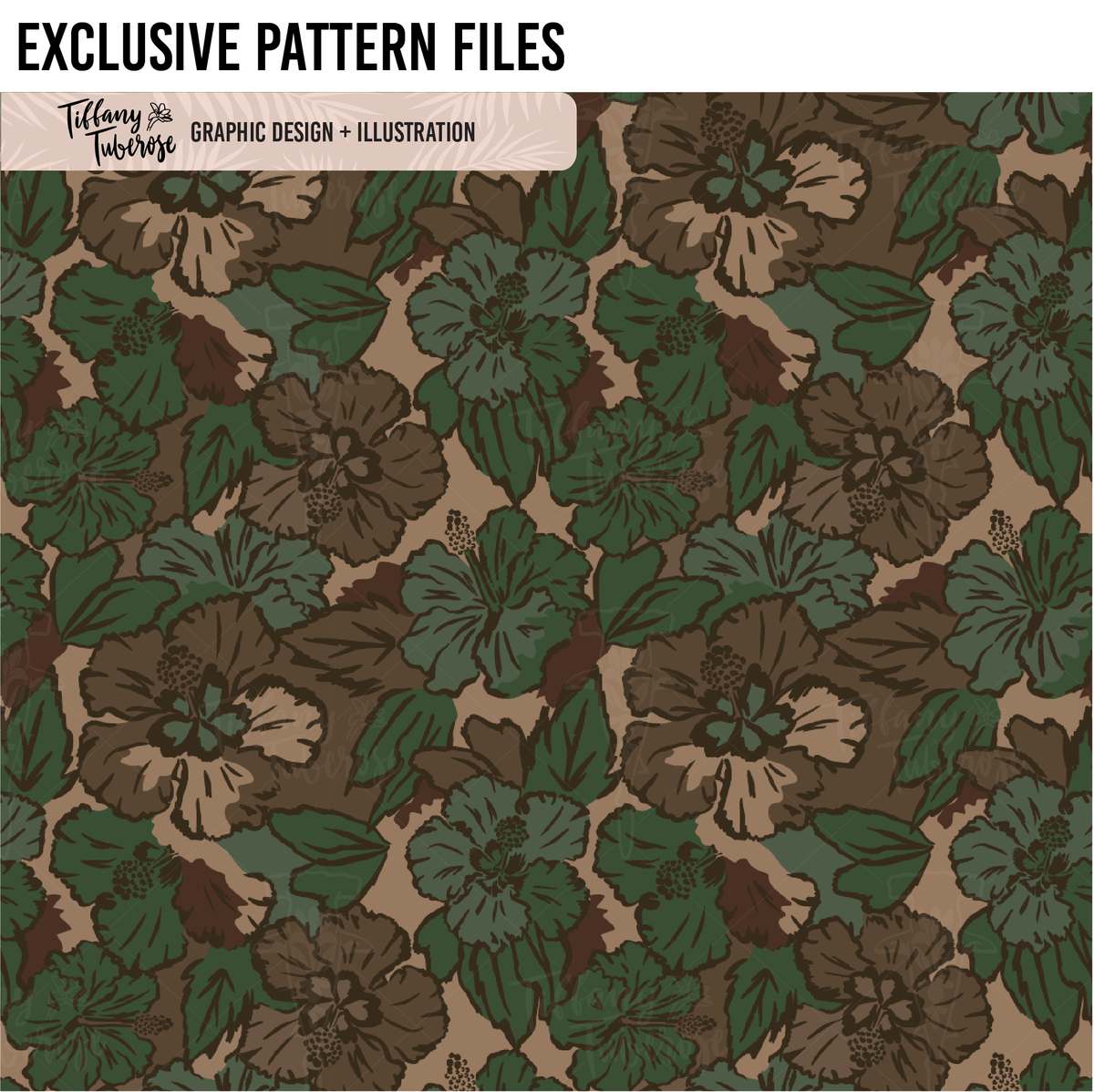 Hibiscus Camo Seamless Repeat Pattern