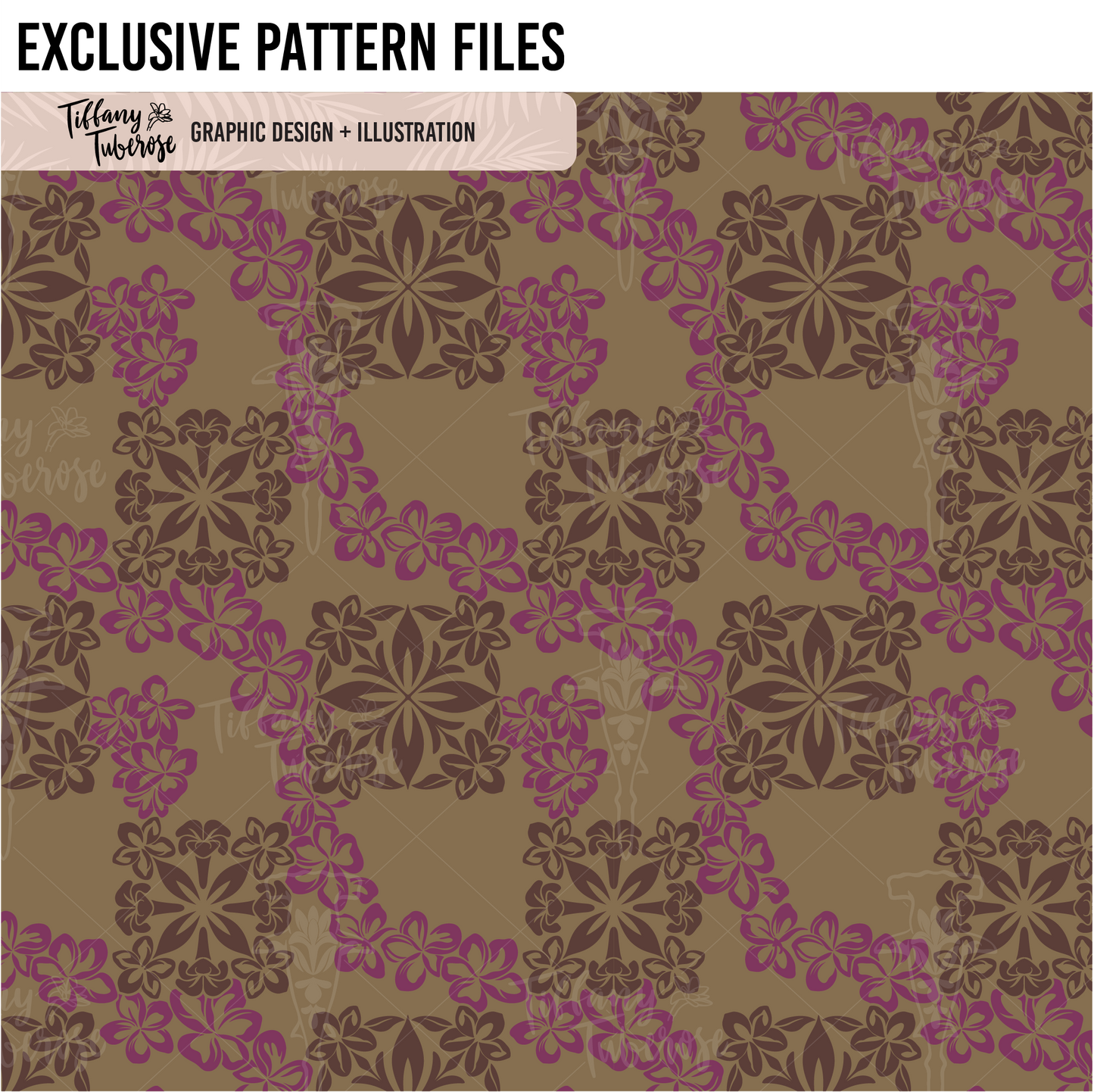 Face out Plumeria & Quilts Seamless Repeat Pattern