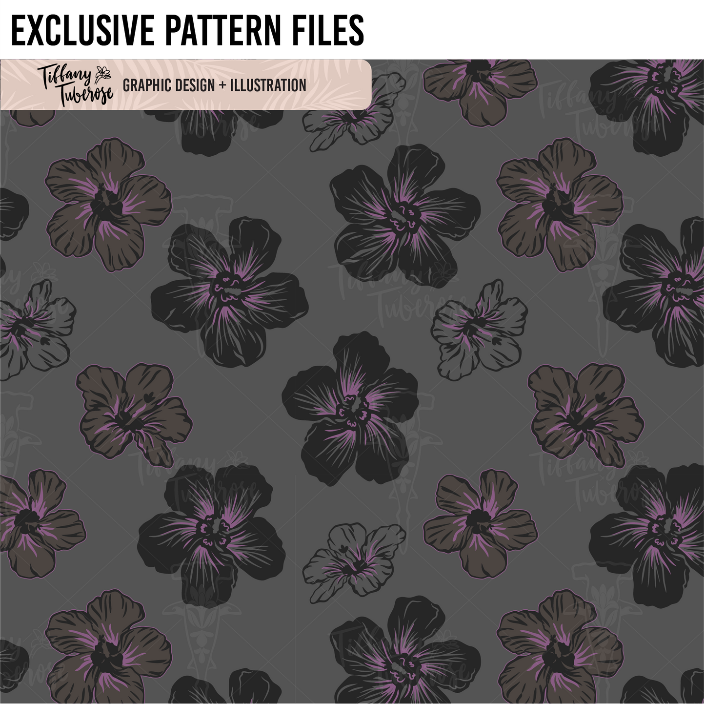 Hau Flower Scatter Seamless Repeat Pattern