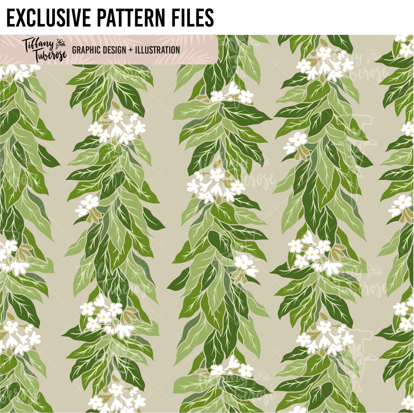 Lei Lau Kukui Seamless Repeat Pattern