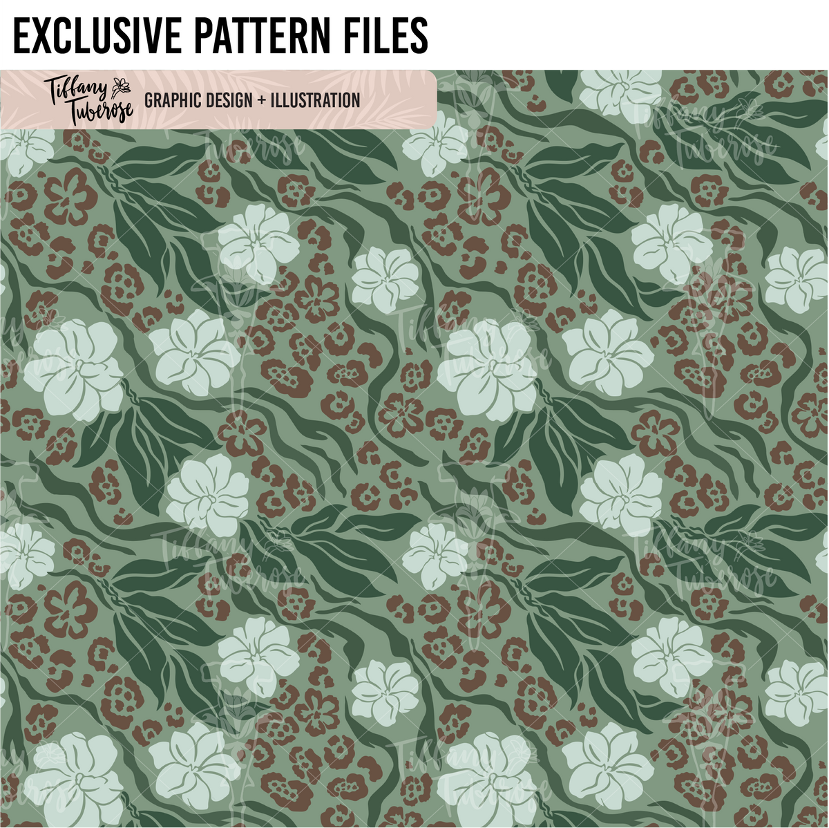 Pikake Maile Jungle Seamless Repeat Pattern