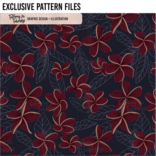 Moody Plumeria Seamless Repeat Pattern