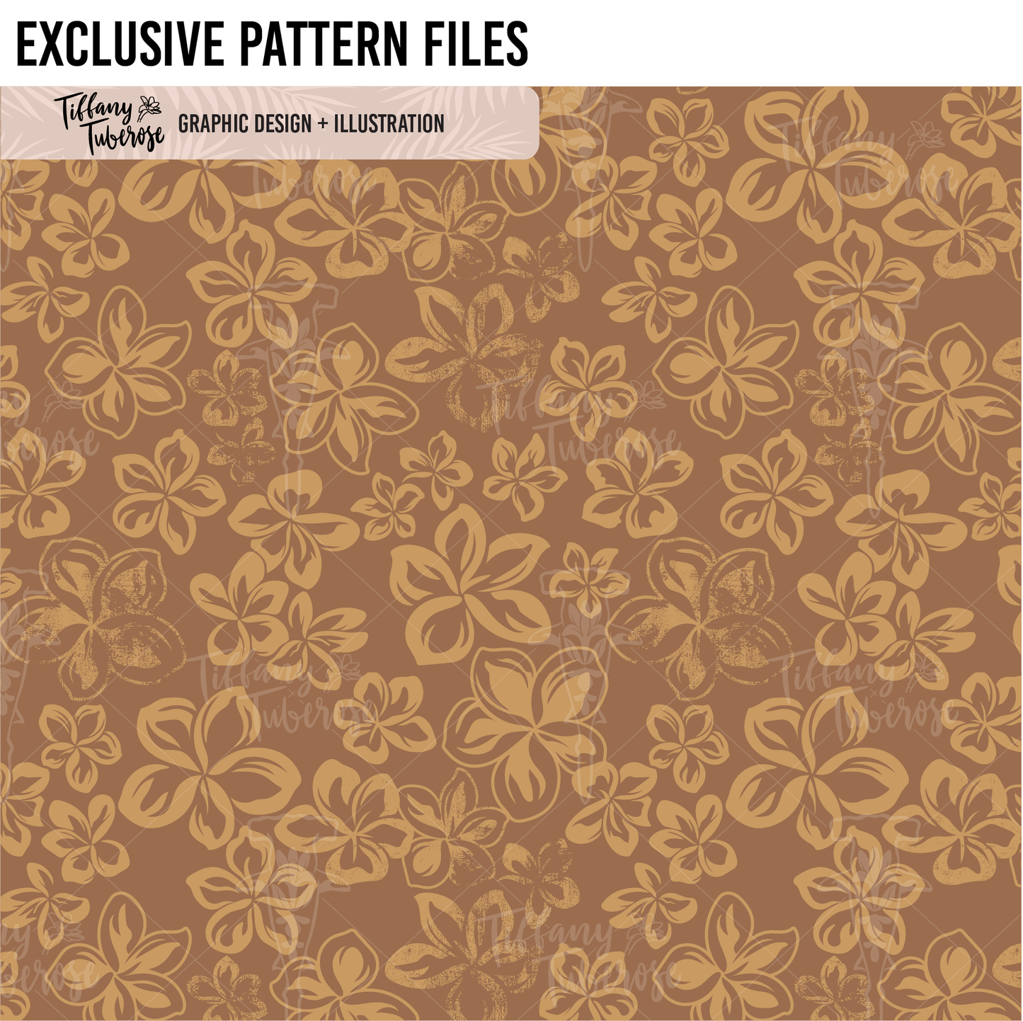 Vintage Plumeria Scatter Seamless Repeat Pattern