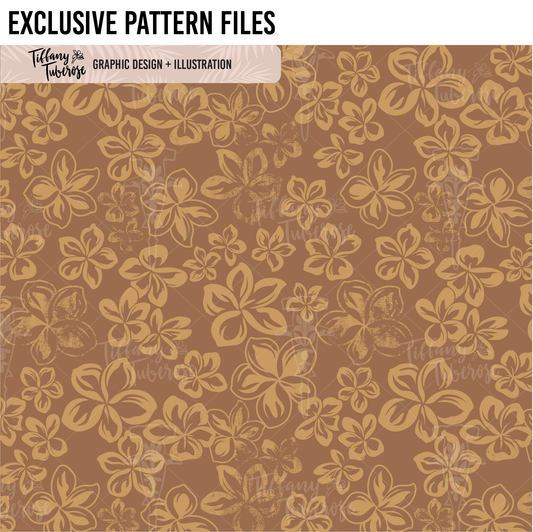 Vintage Plumeria Scatter Seamless Repeat Pattern