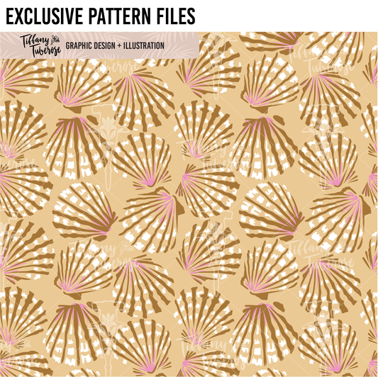 Sunrise Shell Lines Seamless Repeat Pattern