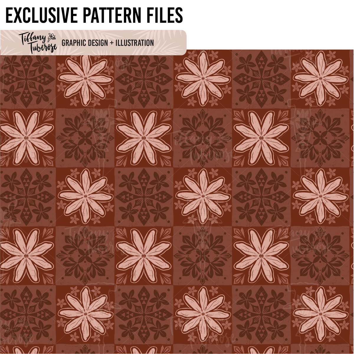 Tiare Tapa Quilt Seamless Repeat Pattern