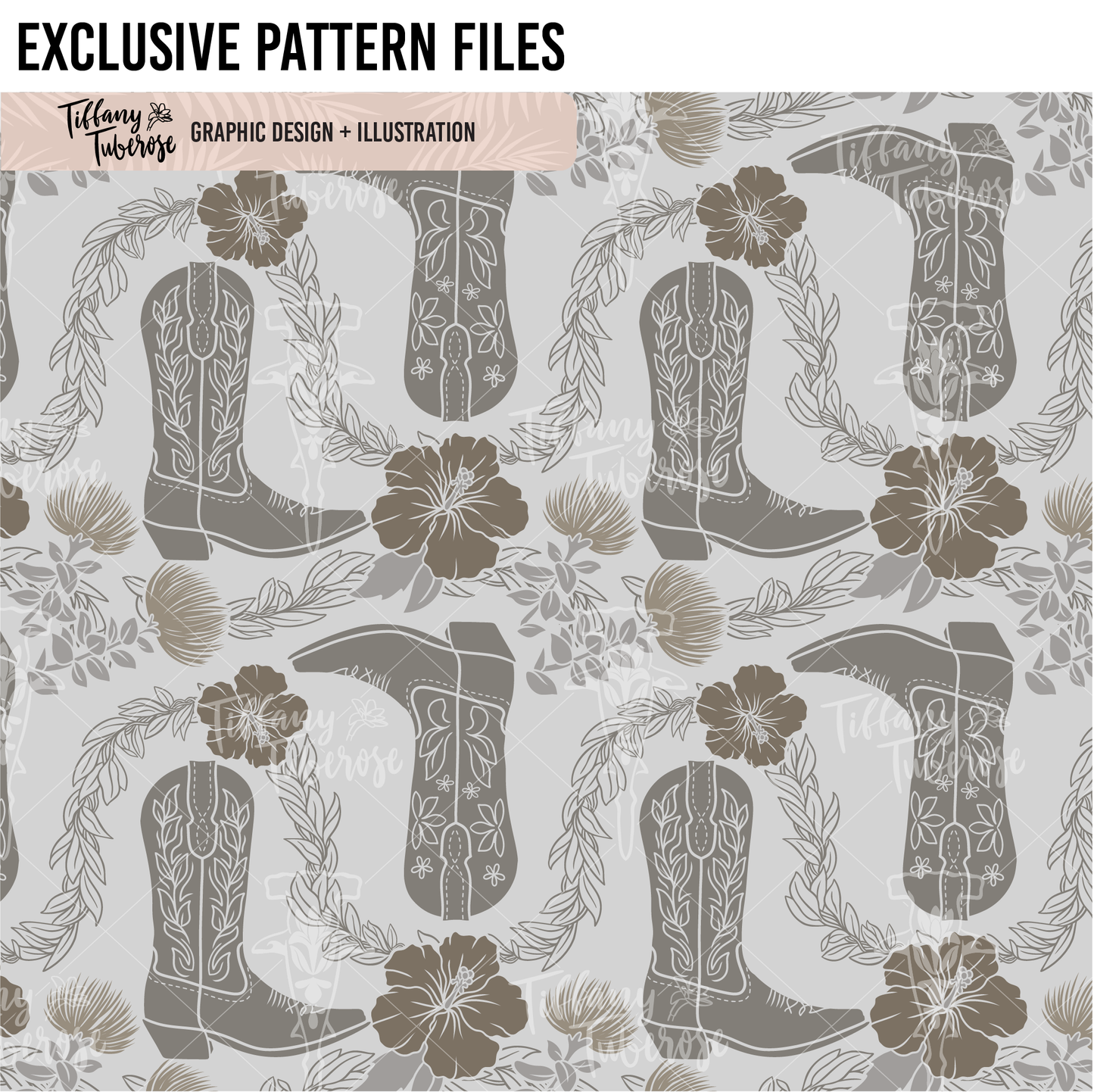 Woah Cowboy Boots Seamless Repeat Pattern