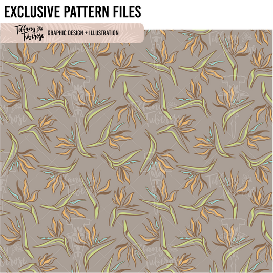 Neutral Bird of Paradise Seamless Repeat Pattern