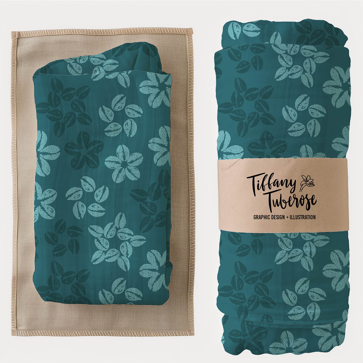 Cowrie Shell Stars and Flowers Seamless Repeat file